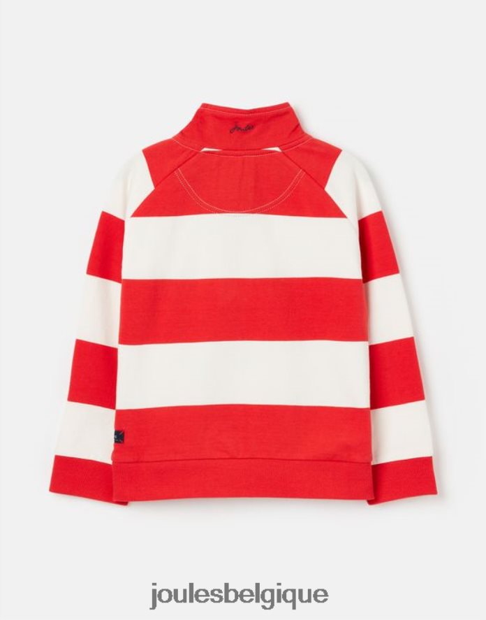 bande rouge melon sweat 1/2 zip rayé finn 2-12 ans garçons vêtements Joules ND0H6T361