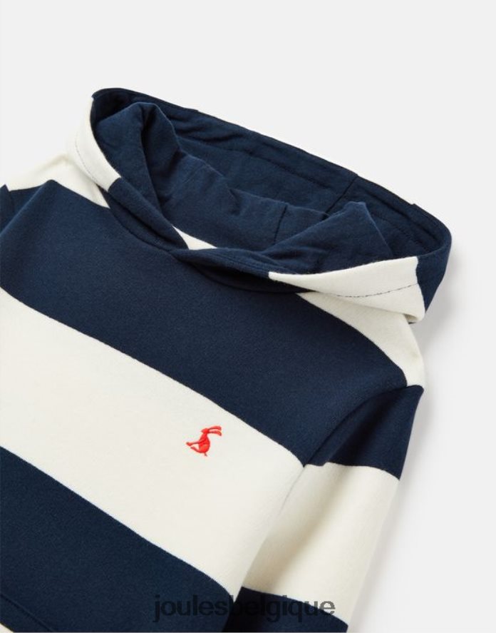 rayure crème marine sweat à capuche rayures burlton 2-12 ans garçons vêtements Joules ND0H6T342