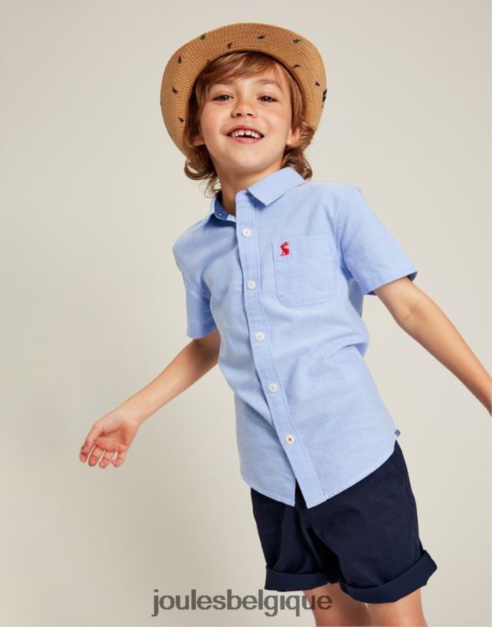 bleu chemise oxford manches courtes 2-12 ans garçons vêtements Joules ND0H6T379