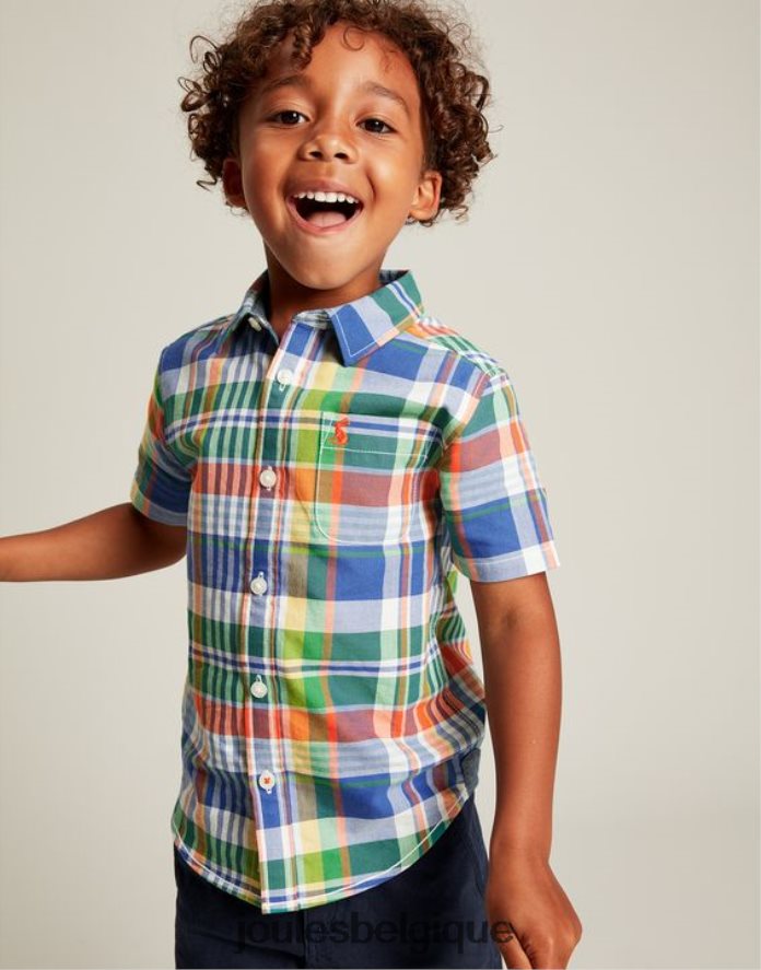 chèque bleu chemise oxford à carreaux manches courtes sark 2-12 ans garçons vêtements Joules ND0H6T354