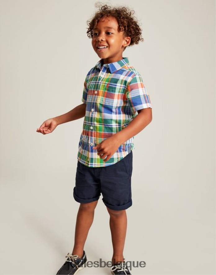 chèque bleu chemise oxford à carreaux manches courtes sark 2-12 ans garçons vêtements Joules ND0H6T354