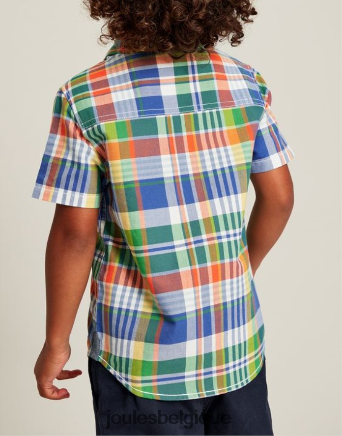 chèque bleu chemise oxford à carreaux manches courtes sark 2-12 ans garçons vêtements Joules ND0H6T354