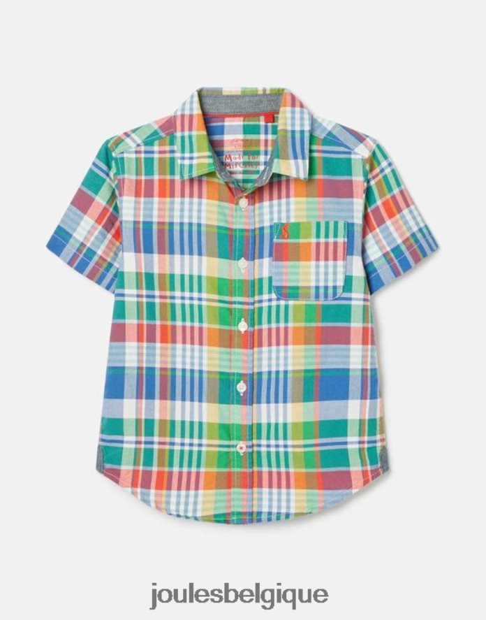 chèque bleu chemise oxford à carreaux manches courtes sark 2-12 ans garçons vêtements Joules ND0H6T354