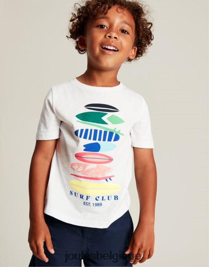 planches de surf blanches ben t-shirt manche courte 2-12 ans garçons vêtements Joules ND0H6T362
