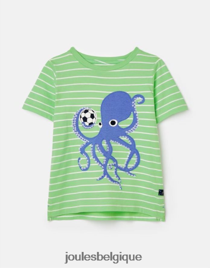 poulpe vert Archie t-shirt appliqué manches courtes 2-8 ans garçons vêtements Joules ND0H6T367