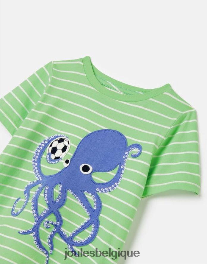 poulpe vert Archie t-shirt appliqué manches courtes 2-8 ans garçons vêtements Joules ND0H6T367