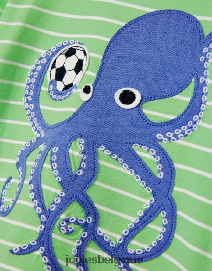 poulpe vert Archie t-shirt appliqué manches courtes 2-8 ans garçons vêtements Joules ND0H6T367