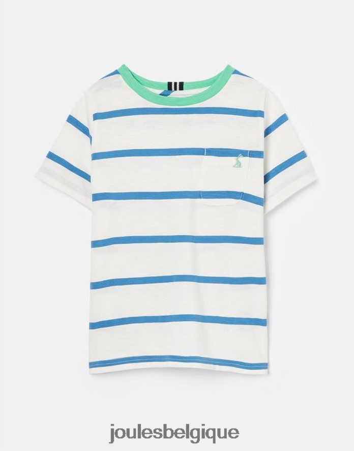 rayure bleu clair t-shirt à rayures blanchies 2-12 ans garçons vêtements Joules ND0H6T358