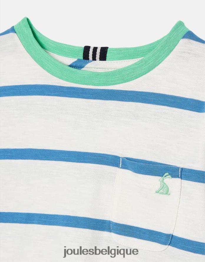 rayure bleu clair t-shirt à rayures blanchies 2-12 ans garçons vêtements Joules ND0H6T358