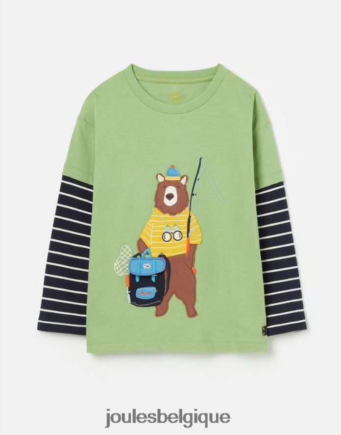 vert clair chomp haut à manches longues avec illustrations 2-8 ans garçons vêtements Joules ND0H6T341