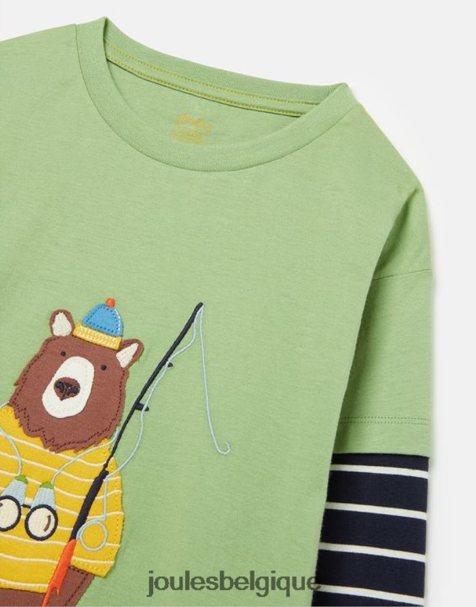 vert clair chomp haut à manches longues avec illustrations 2-8 ans garçons vêtements Joules ND0H6T341