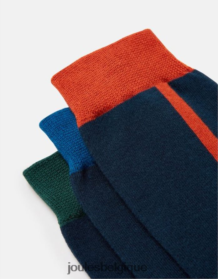 bloc de couleur marine lot de 3 chaussettes en coton frappantes Hommes accessoires Joules ND0H6T254