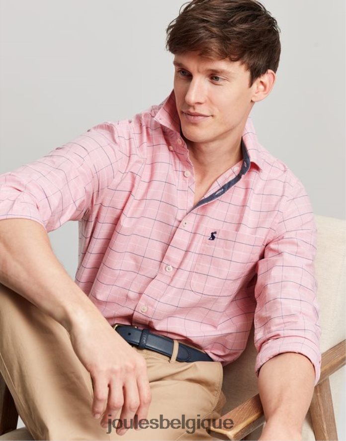 chèque rose Welford - Chemise à carreaux coupe classique à manches longues Hommes vêtements Joules ND0H6T247