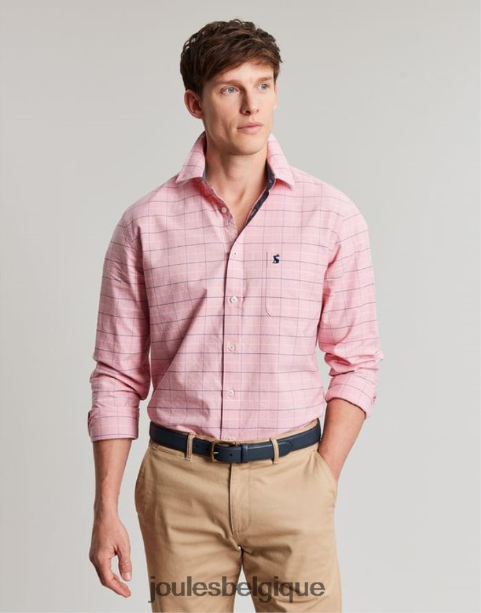 chèque rose Welford - Chemise à carreaux coupe classique à manches longues Hommes vêtements Joules ND0H6T247