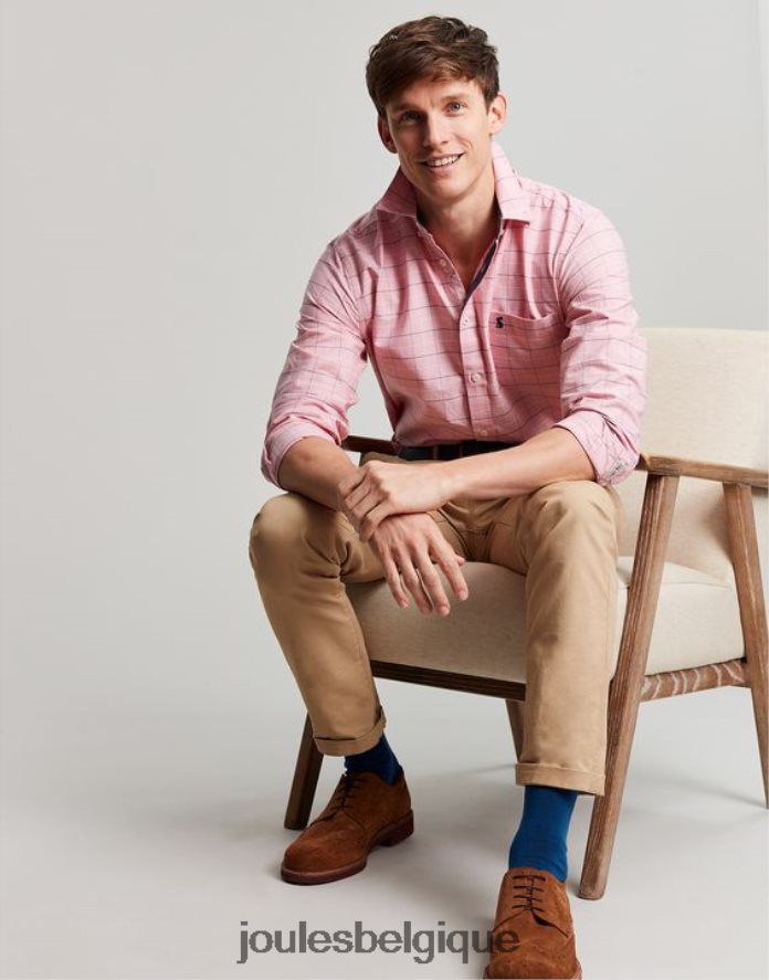 chèque rose Welford - Chemise à carreaux coupe classique à manches longues Hommes vêtements Joules ND0H6T247