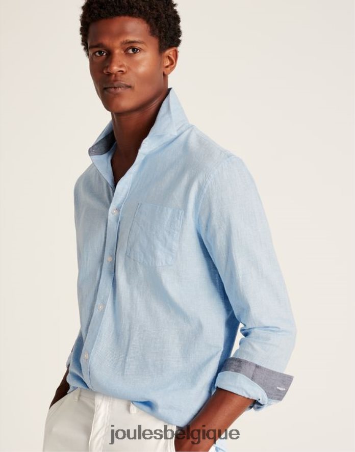 pied de poule bleu chemise coupe classique en lin mélangé tilford Hommes vêtements Joules ND0H6T185