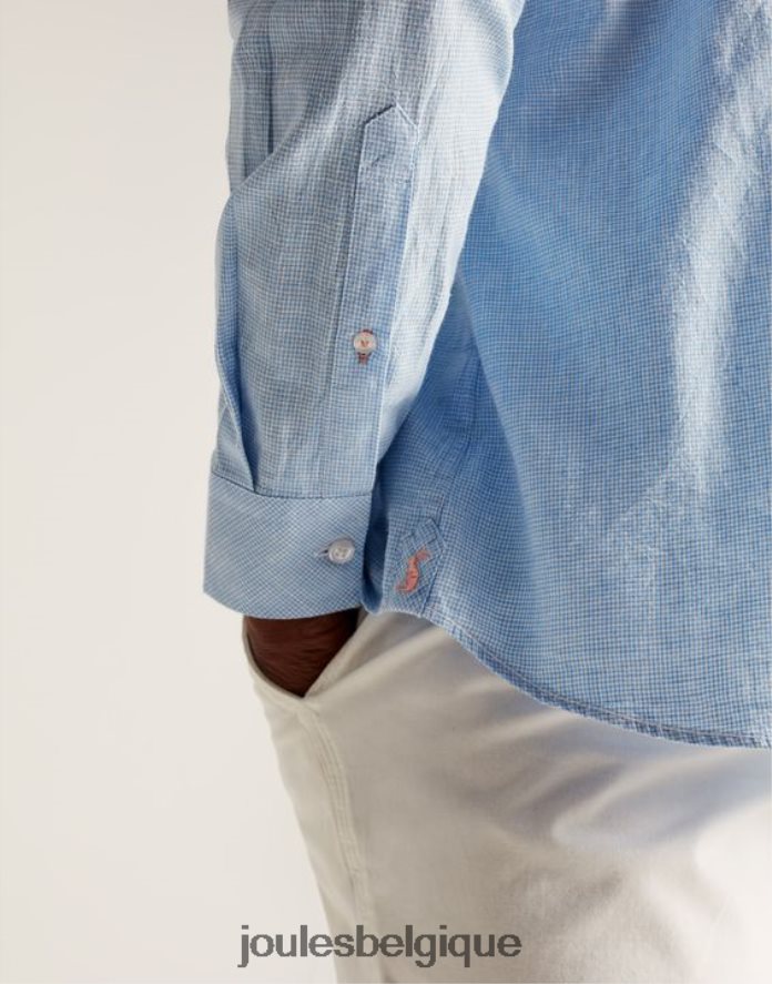 pied de poule bleu chemise coupe classique en lin mélangé tilford Hommes vêtements Joules ND0H6T185