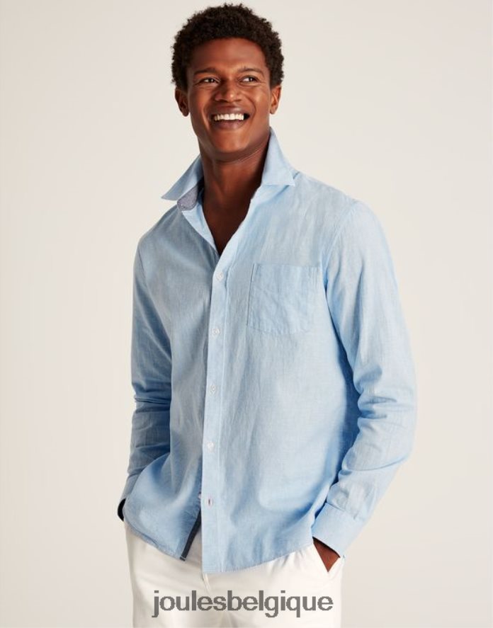 pied de poule bleu chemise coupe classique en lin mélangé tilford Hommes vêtements Joules ND0H6T185