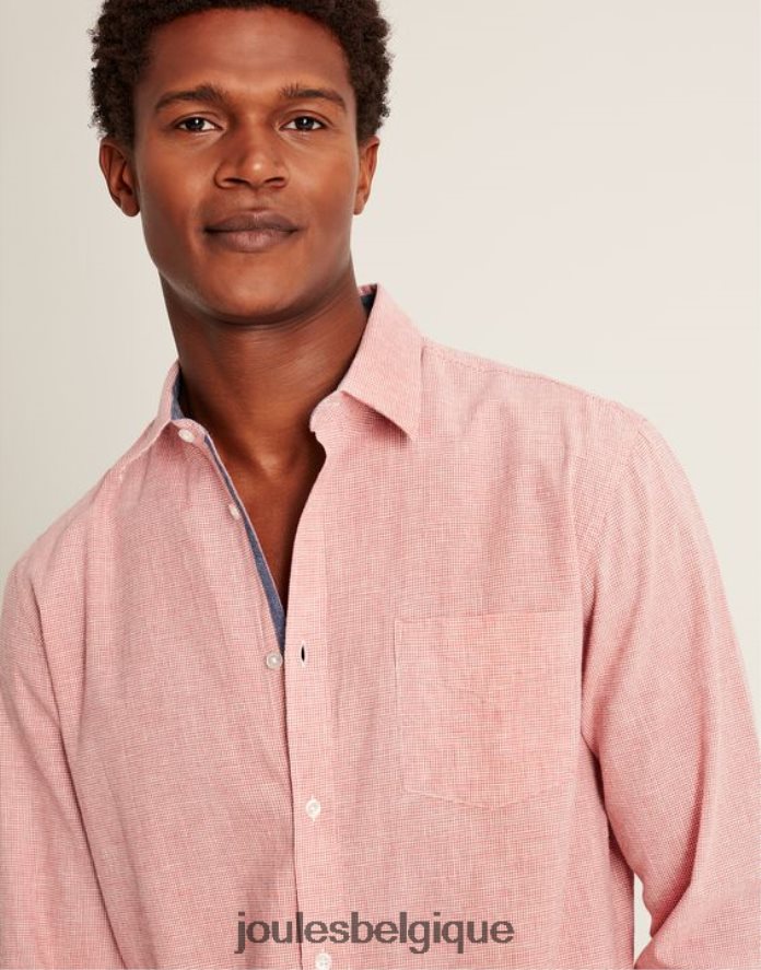 pied de poule rose chemise coupe classique en lin mélangé tilford Hommes vêtements Joules ND0H6T171