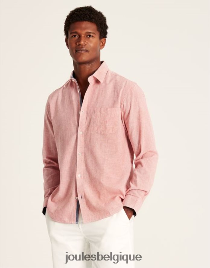 pied de poule rose chemise coupe classique en lin mélangé tilford Hommes vêtements Joules ND0H6T171