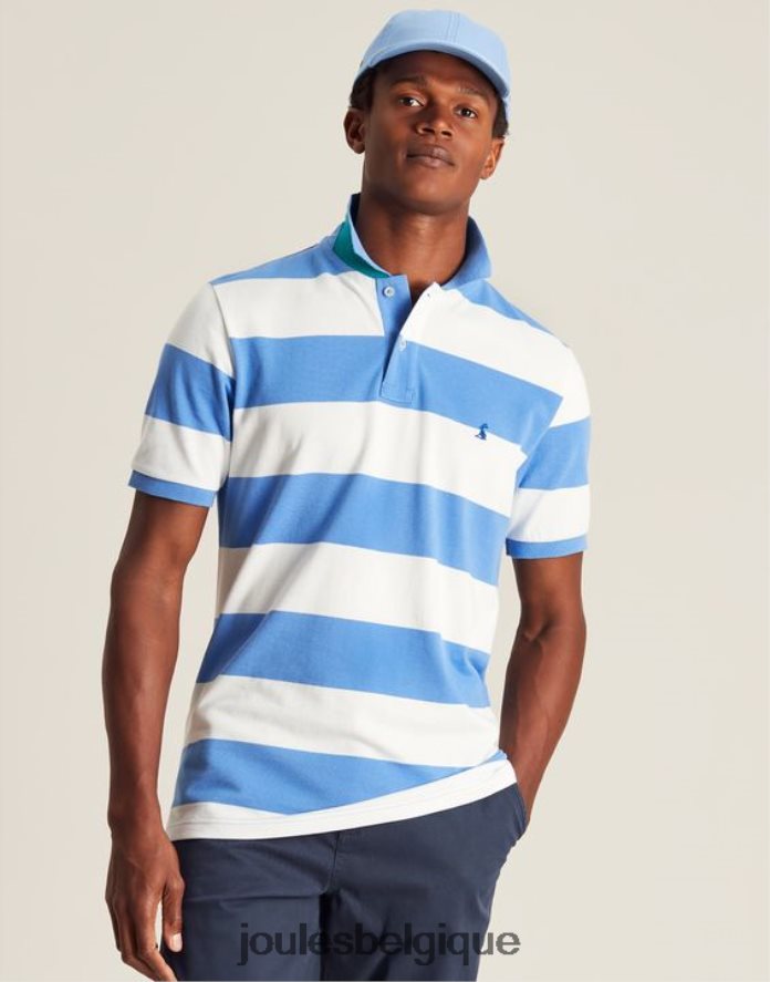 rayure blanche bleu moyen polo noisette Hommes vêtements Joules ND0H6T201