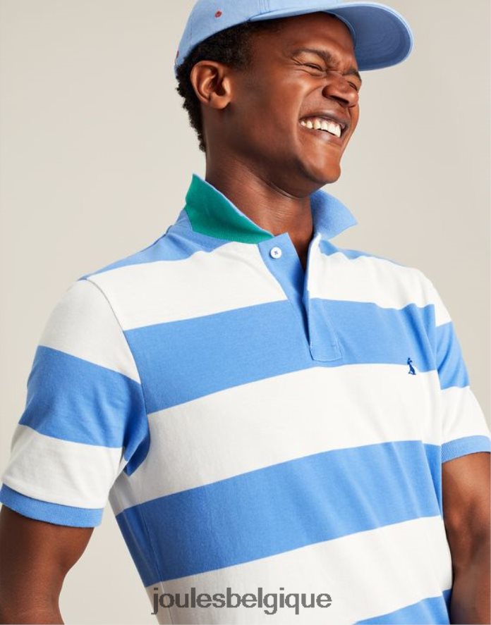 rayure blanche bleu moyen polo noisette Hommes vêtements Joules ND0H6T201