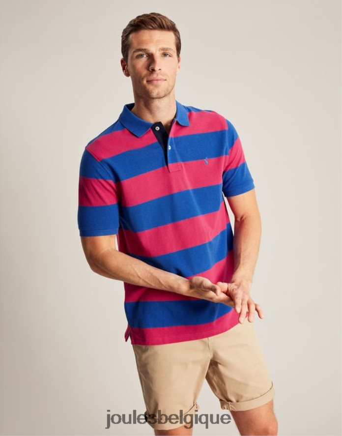 rayure rose bleu moyen polo noisette Hommes vêtements Joules ND0H6T204
