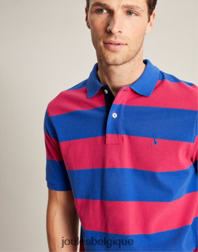 rayure rose bleu moyen polo noisette Hommes vêtements Joules ND0H6T204