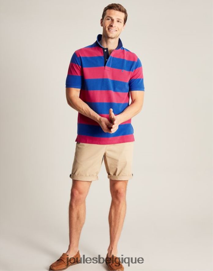 rayure rose bleu moyen polo noisette Hommes vêtements Joules ND0H6T204