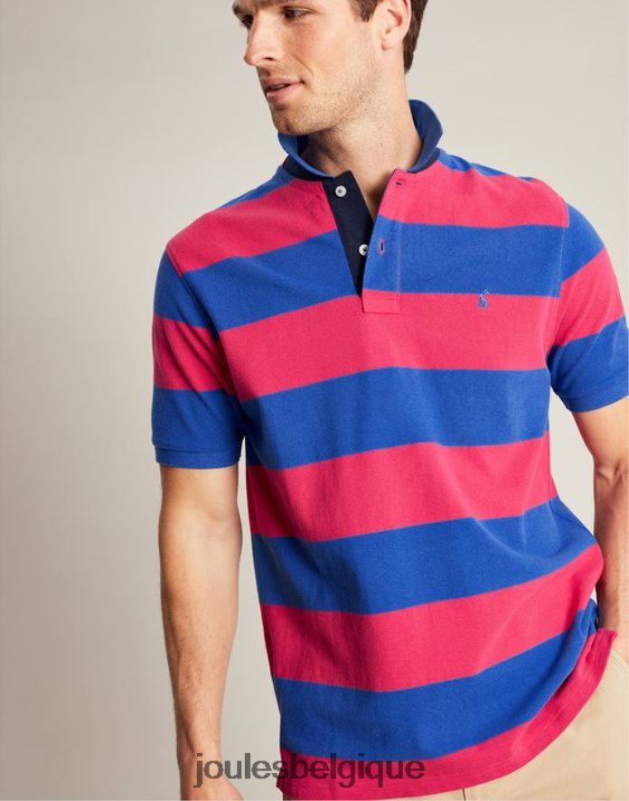 rayure rose bleu moyen polo noisette Hommes vêtements Joules ND0H6T204