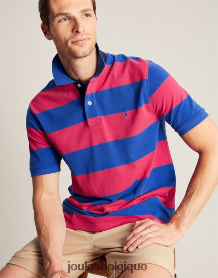 rayure rose bleu moyen polo noisette Hommes vêtements Joules ND0H6T204
