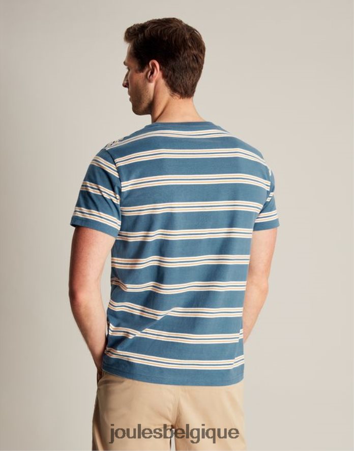bande d'or bleu t-shirt rayé avec hangar à bateaux Hommes vêtements Joules ND0H6T210