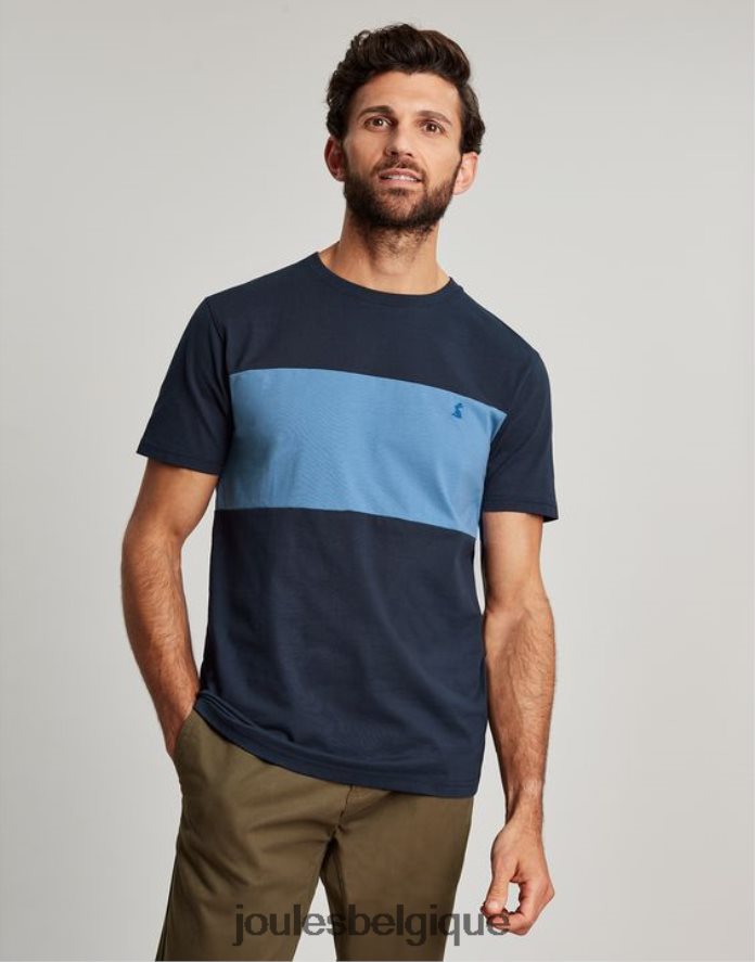 bloc de couleur bleu t-shirt color block à manches courtes Hommes vêtements Joules ND0H6T202