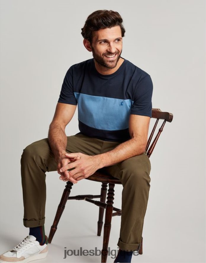 bloc de couleur bleu t-shirt color block à manches courtes Hommes vêtements Joules ND0H6T202