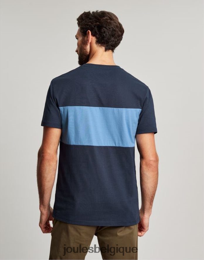 bloc de couleur bleu t-shirt color block à manches courtes Hommes vêtements Joules ND0H6T202
