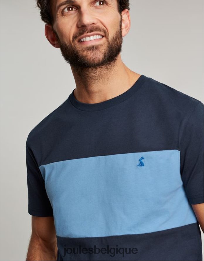 bloc de couleur bleu t-shirt color block à manches courtes Hommes vêtements Joules ND0H6T202