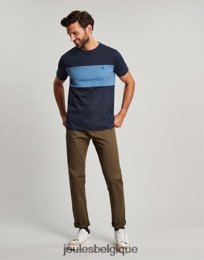 bloc de couleur bleu t-shirt color block à manches courtes Hommes vêtements Joules ND0H6T202