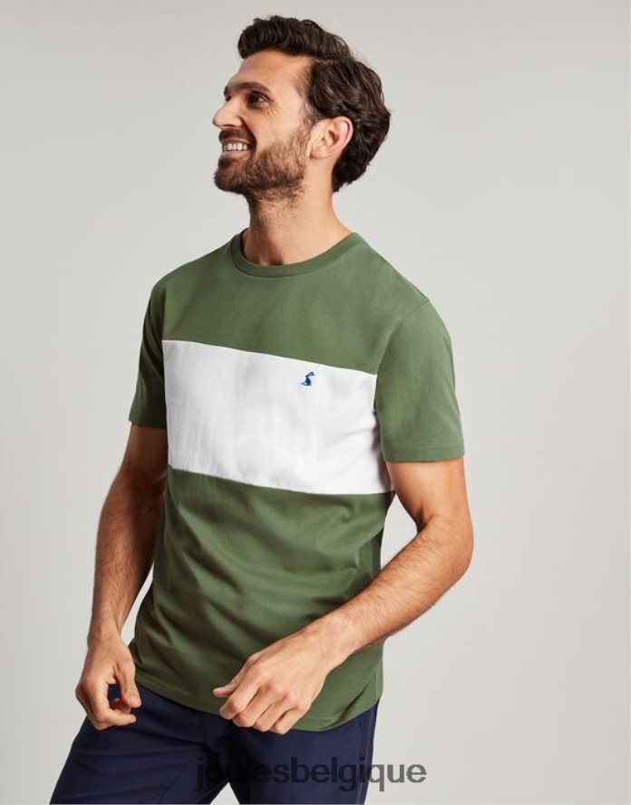 bloc de couleur verte t-shirt color block à manches courtes Hommes vêtements Joules ND0H6T207