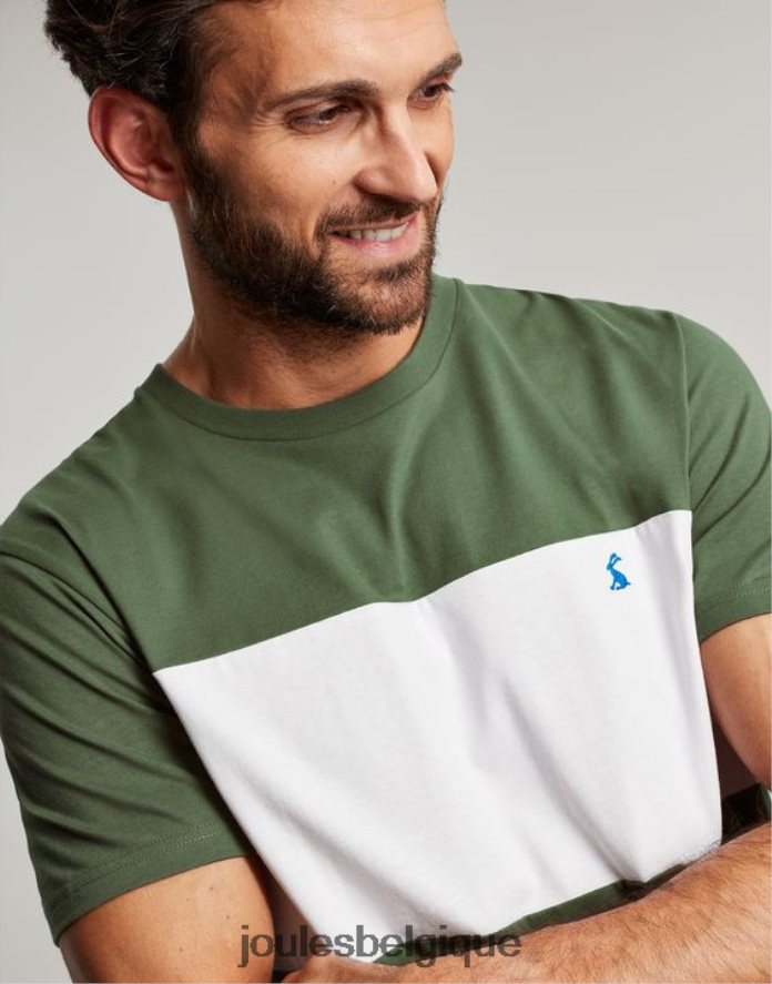 bloc de couleur verte t-shirt color block à manches courtes Hommes vêtements Joules ND0H6T207