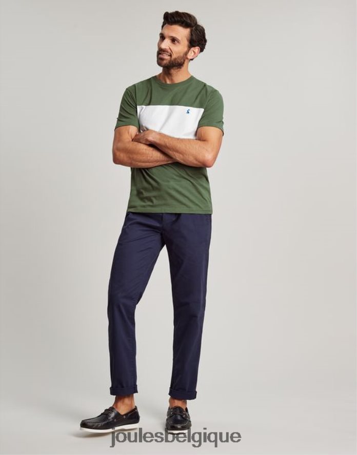 bloc de couleur verte t-shirt color block à manches courtes Hommes vêtements Joules ND0H6T207