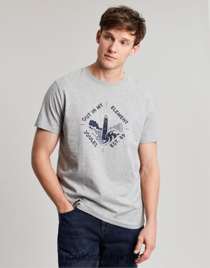 gris chiné t-shirt graphique flynn Hommes vêtements Joules ND0H6T184