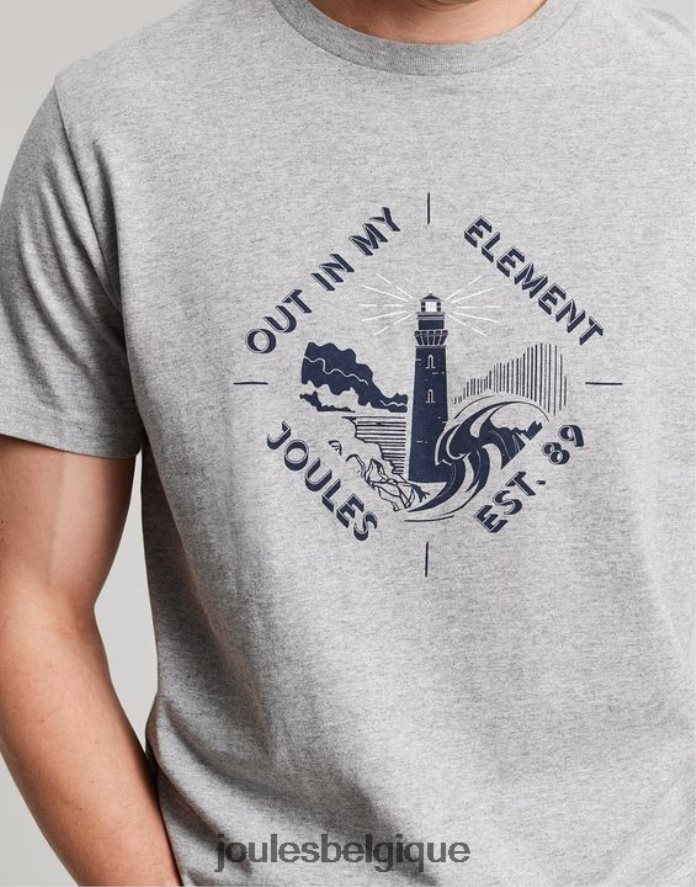 gris chiné t-shirt graphique flynn Hommes vêtements Joules ND0H6T184
