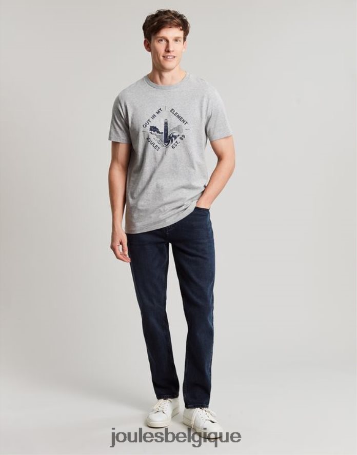 gris chiné t-shirt graphique flynn Hommes vêtements Joules ND0H6T184