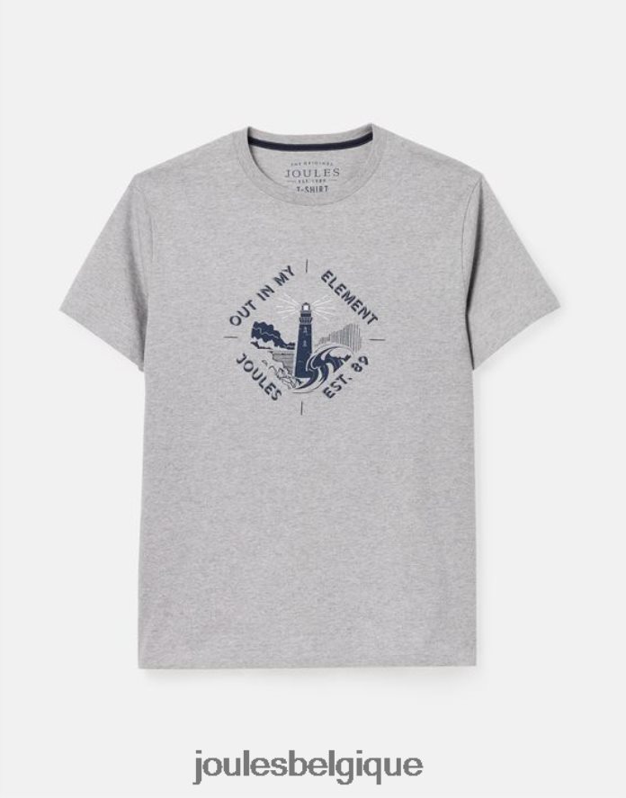gris chiné t-shirt graphique flynn Hommes vêtements Joules ND0H6T184