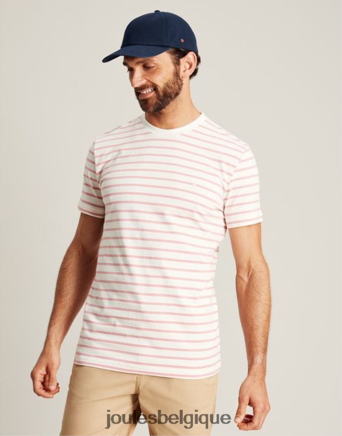 rayure blanche rose t-shirt rayé avec hangar à bateaux Hommes vêtements Joules ND0H6T208