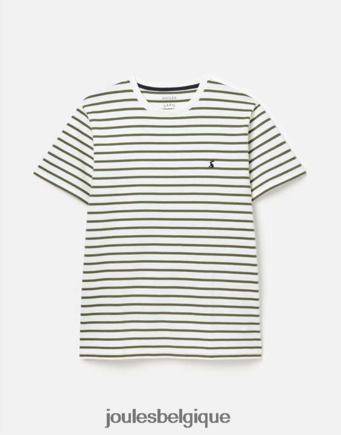rayure kaki blanc t-shirt rayé avec hangar à bateaux Hommes vêtements Joules ND0H6T252